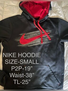 Nike Black Hoodie with Red Accents Size-Small Like New!